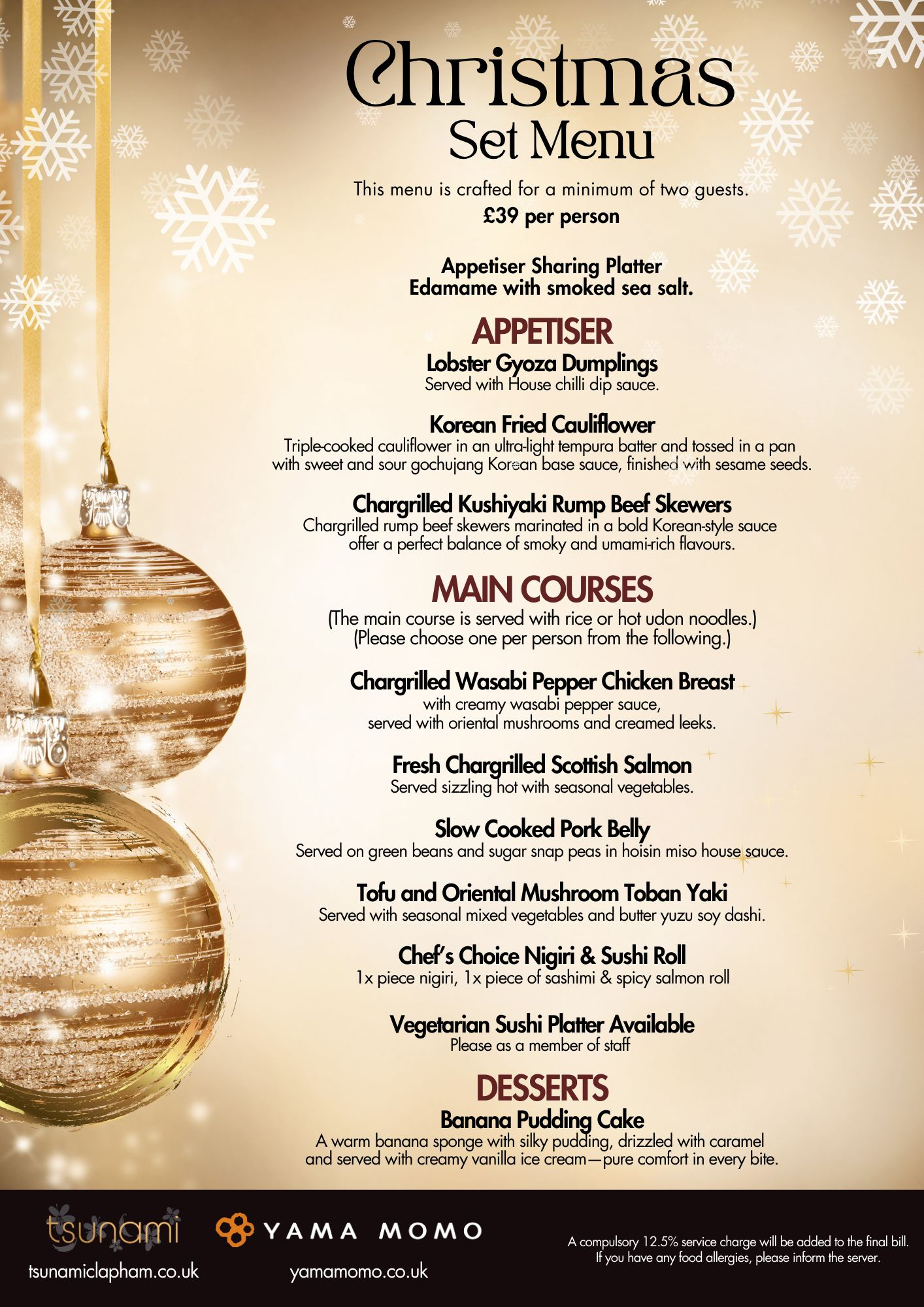 Xmas Set Menu Offer